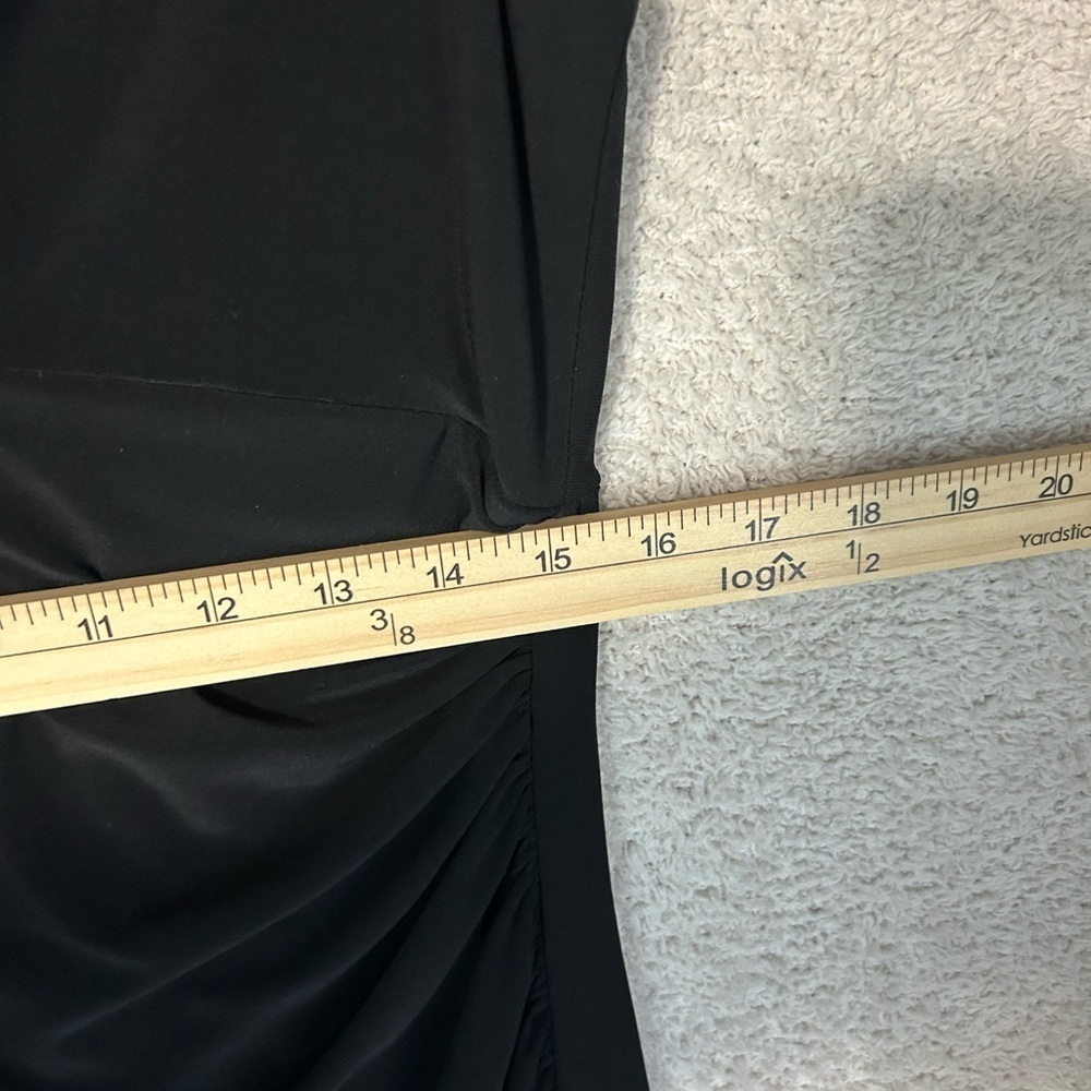 Lauren Ralph Lauren Black Ruched Sheath Midi Dress LBD - Picture 5 of 12